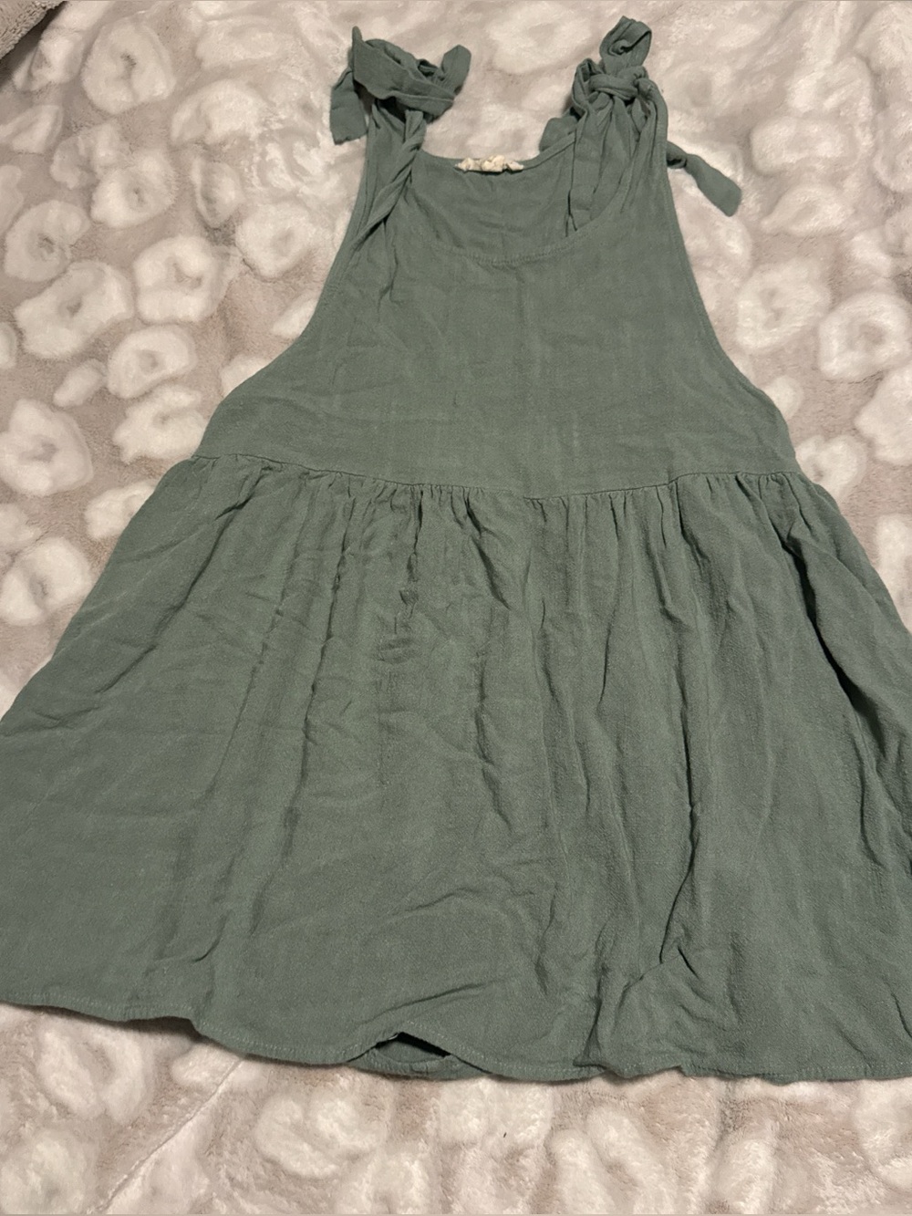 Woven Tie-Shoulder dress in Sage Green